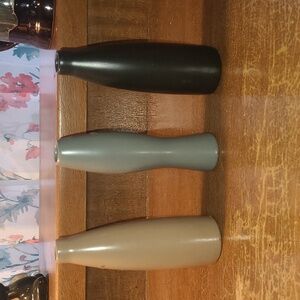 Elegant Trio Vase Set - Black, Gray, and Tan Ceramic